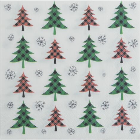 20 serviettes en papier Sapins vert et rouge (1/2)