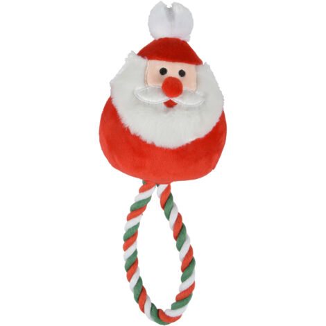Jeu peluche Pere Noel et corde pour chien (1/3)