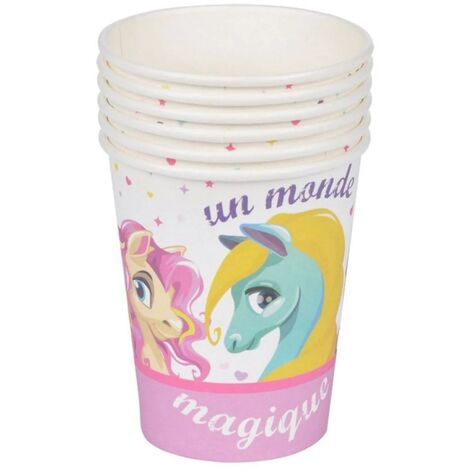 Set de 6 gobelets en papier Poney magique (1/2)