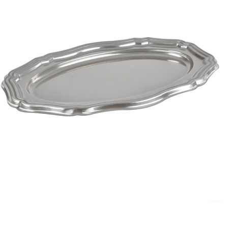 Douceur D'Intérieur – Set de 2 plateaux ovales argent 40 cm – En PET recyclable – Élégance Louis XV pour décoration de table – Réutilisables et faciles à nettoyer (1/2)
