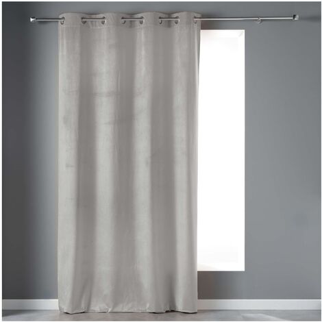 Rideau a oeillets velours 140 x 240 cm Velvetina Gris (1/2)