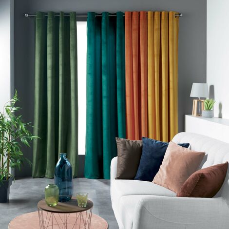 Rideau a oeillets velours 140 x 240 cm Velvetina Petrole