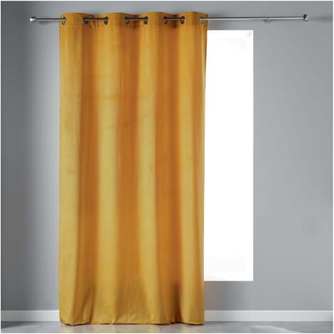 Rideau a oeillets velours 140 x 240 cm Velvetina Jaune (1/2)