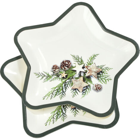 Set de 6 assiettes etoile en carton Pommes de pin (1/2)
