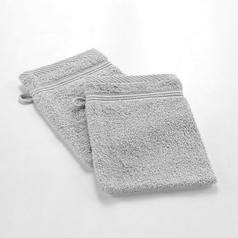 Lot de 2 gants de toilette 15 x 21 cm Tendresse gris perle (1/3)