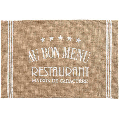 Set de table jute 30 x 45 cm Au bon menu blanc (1/3)
