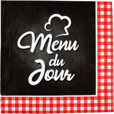 Lot de 20 serviettes en papier Menu du jour