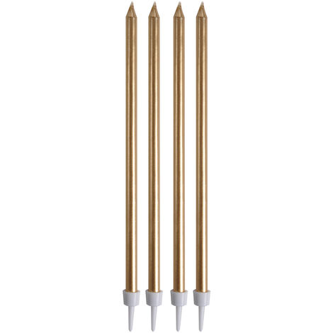 Set de 16 longues bougies d anniversaire 14.5 cm or (1/2)