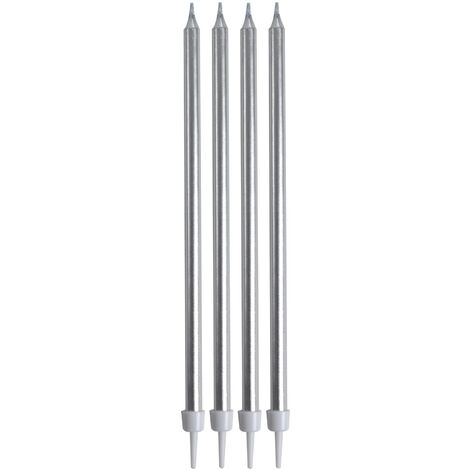 Set de 16 longues bougies d anniversaire 14.5 cm argent (1/2)