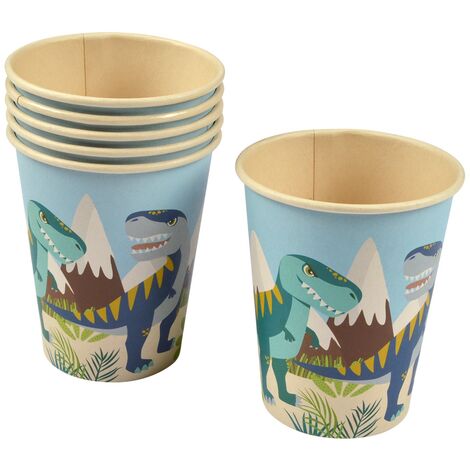 Set de 6 gobelets en pulpe de bambou 25 CL Happy dino (1/3)