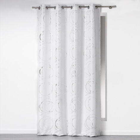 Rideau a oeillets 140 x 260 cm Argent bully blanc (1/3)