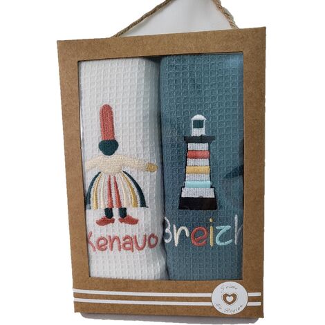 Lot de 2 torchons 50 x 70 cm Bigouden et phare bretagne (1/2)
