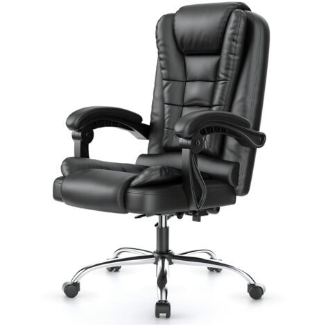Ergonomic Executive Office Chair PU Leather High Back Computer Desk Chair with Reclining Black