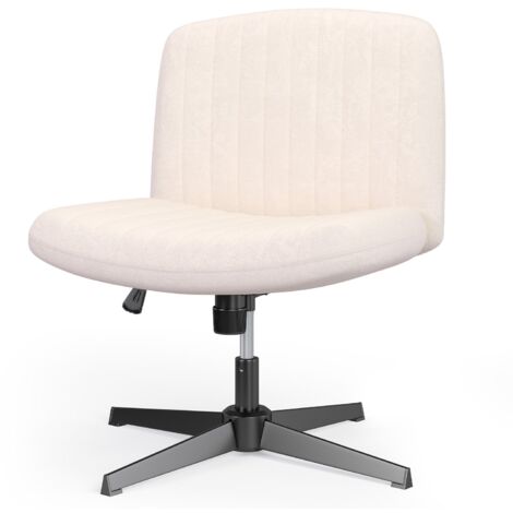 Ergonomic Cross Legged Office Chair Armless Wide Desk Chair with Mid Back Support Beige