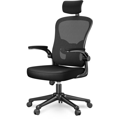 Office Chair Ergonomic Desk Chair Executive Swivel Computer Chair with Headrest Max Load 150kg Black (1/5)