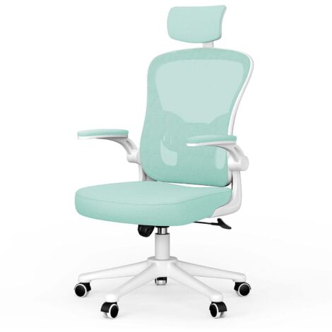 Office Chair Ergonomic Desk Chair Executive Swivel Computer Chair with Headrest Max Load 150kg Green/White (1/5)