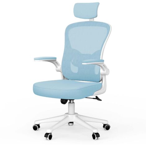 Office Chair Ergonomic Desk Chair Executive Swivel Computer Chair with Headrest Max Load 150kg Blue/White (1/5)