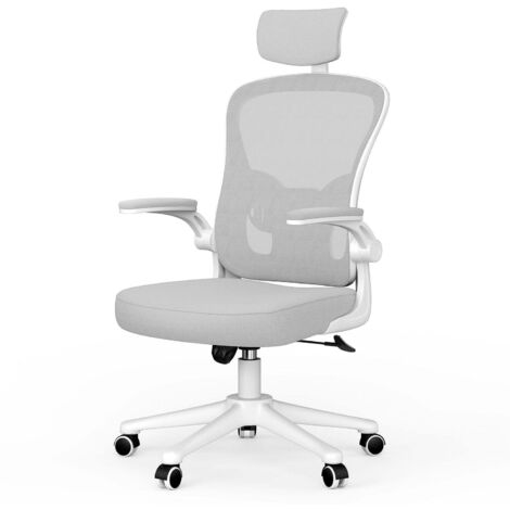 Office Chair Ergonomic Desk Chair Executive Swivel Computer Chair with Headrest Max Load 150kg Grey/White (1/5)