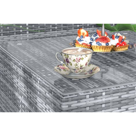 5 Seater Garden Furniture Outdoor Rattan Modular Corner Sofa Set New Version Grey