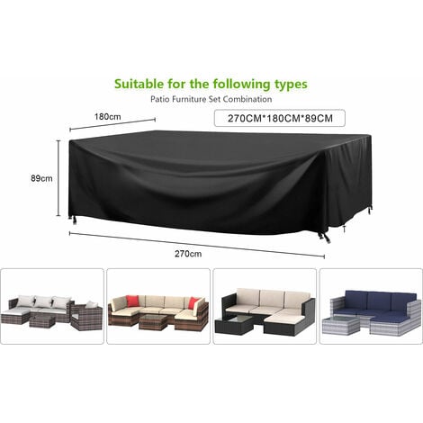 Outdoor Garden Furniture Protection Cover Patio Waterproof Cover 270 x 180 x 89cm