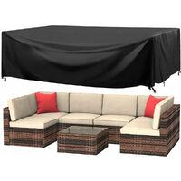 6 Seater Garden Furniture Outdoor PE Rattan Patio Corner Sofa Set with Protection Cover Brown