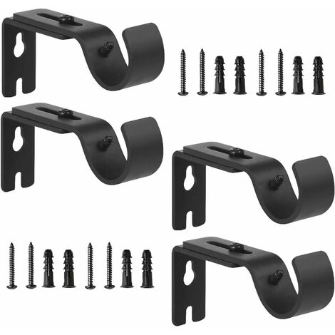 Lot De 4 Supports De Rideau Réglables En Métal Avec Vis En Fer Robustes Et Durables Support Etagere Angle Pour Tringle A Rideaux 99241097