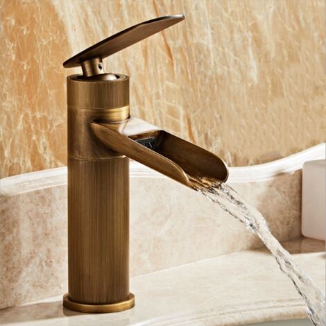 Robinet Cascade Noir Mat Pour Lavabo Salle De Bain - Mitigeur Monocommande En Laiton - Raccord G3/8