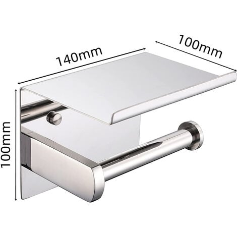 Porte Papier Toilette Mural en Acier Inoxydable Distributeur Papier avec Tablette pour Salle de Bain Cuisine Chrome