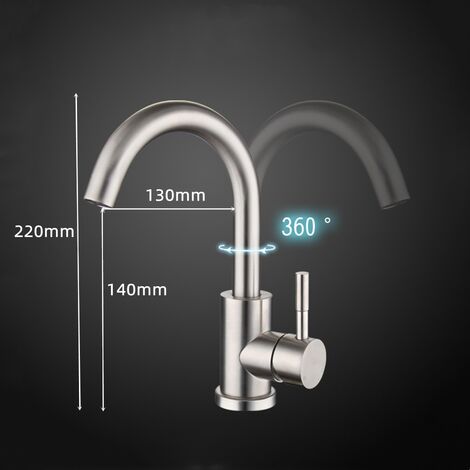 WasserHoy Robinet Lavabo Pivotant 360° Acier Inox 304 - Bec Haut 9.45'' Chrome