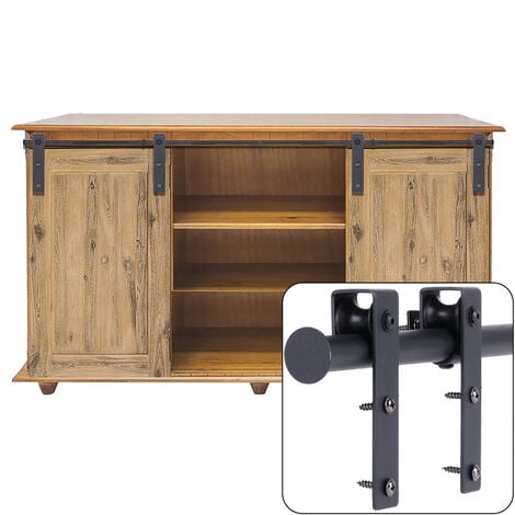 Mini Kit Quincaillerie de Porte Coulissante Rail de Porte Coulissante pour Armoire Meuble TV Double Porte Charge 70kg - 120cm