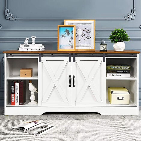 Mini Kit Quincaillerie de Porte Coulissante Rail de Porte Coulissante pour Armoire Meuble TV Double Porte Charge 70kg - 120cm