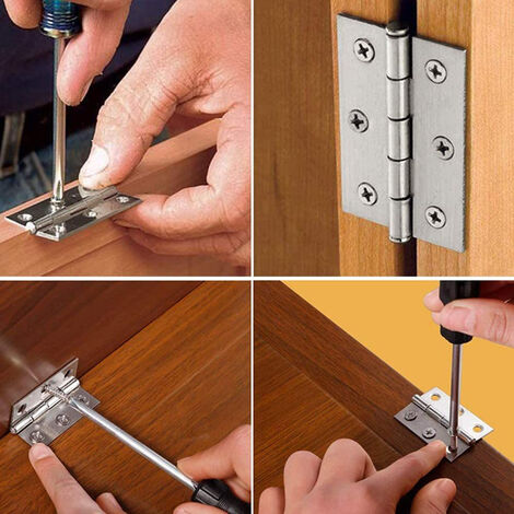 Lot De 4 Charnières De Porte Rectangulaires En Acier Inoxydable, 4 Pouces (100 Mm), Noires | Leroy Merlin