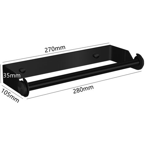 IDesign Orbinni Porte Essuie-Tout Mural En Métal Noir - Support Discret Pour 1 Rouleau De Sopalin