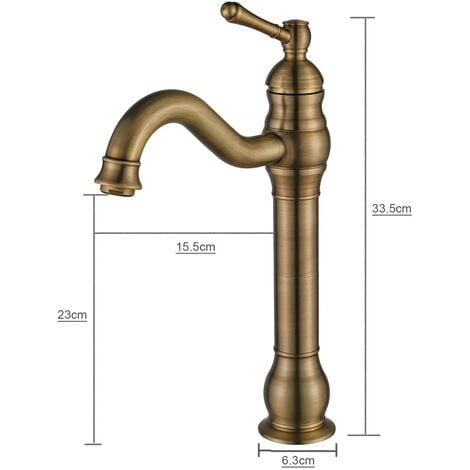 Robinet Lavabo Rétro Pivotant à 360° Mitigeur Monocommande Salle de Bain Bec Haut Eau Froide et Chaude Disponible Bronze