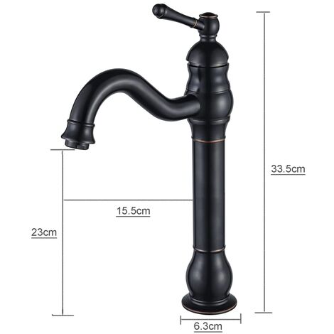 Robinet Lavabo SHANFO Haut Pivotant 360° Noir - Mitigeur Single Lever - Acier Inoxydable