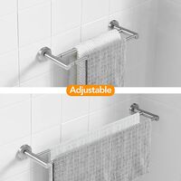 Porte-serviettes double pour salle de bain - Barre porte-serviettes à base ronde - En acier inoxydable SUS 304 - Finition brossée (taille : 40 cm