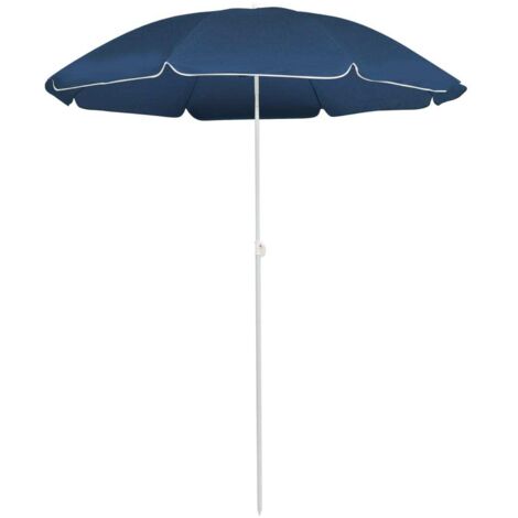 INLIFE Parasol d'extérieur avec mât en acier 180 cm Bleu (1/5)