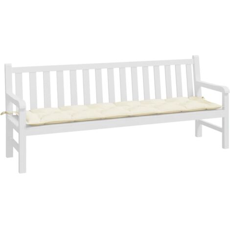 INLIFE Coussin de banc de jardin Blanc crème 200x50x7 cm Tissu (1/5)