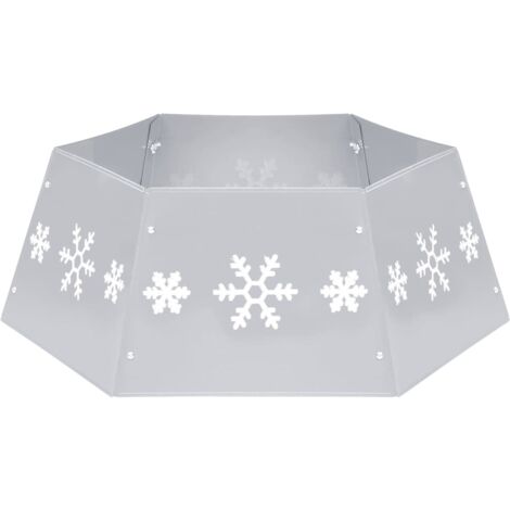 INLIFE Jupe de sapin de Noël Argenté et blanc Ø68x25 cm (1/5)