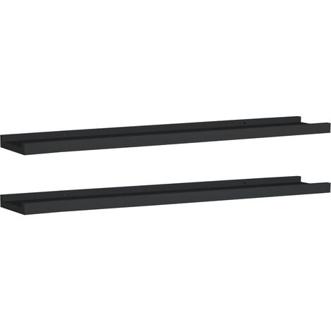 INLIFE Étagères à rebord pour cadre photo 2 pcs Noir 80x9x3 cm MDF (1/5)