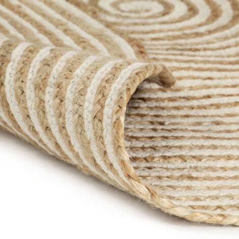 INLIFE Tapis fait à la main Jute avec design de spirale Blanc 90 cm (1/5)