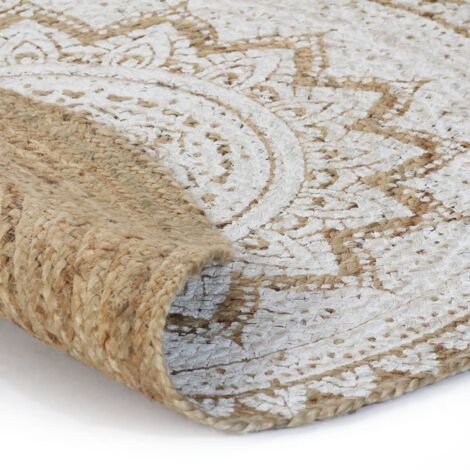INLIFE Tapis Jute tressé imprimé 90 cm rond (1/5)