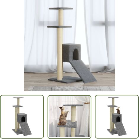 INLIFE Arbre à chat avec griffoirs en sisal Gris clair 92 cm (1/5)