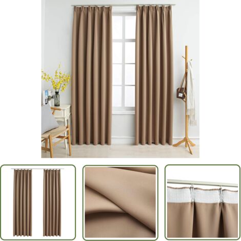 INLIFE Rideaux occultants avec crochets 2 pcs Taupe 140x225 cm (1/5)