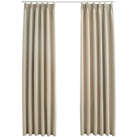 INLIFE Rideaux occultants avec crochets 2 pcs Beige 140x225 cm (1/5)
