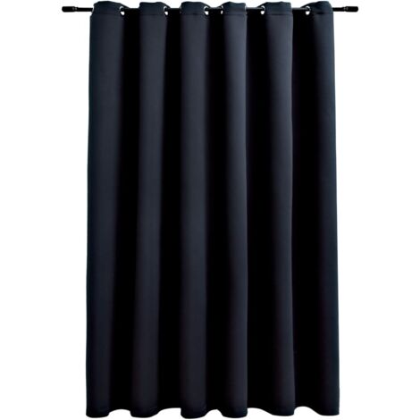 INLIFE Rideau occultant avec anneaux en métal Noir 290x245 cm (1/4)