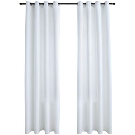 INLIFE Rideau occultant et anneaux en métal 2pcs Blanc cassé 140x245cm (1/4)