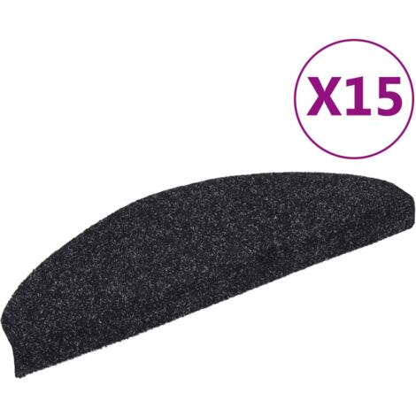 INLIFE Tapis d'escalier auto-adhésif Poinçon aiguilleté 15 pcs Noir (1/5)