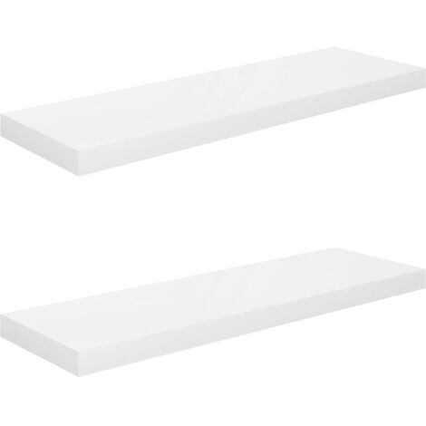 INLIFE Étagère murale flottante Blanc brillant MDF 80x23,5x3,8cm 2 pcs (1/5)
