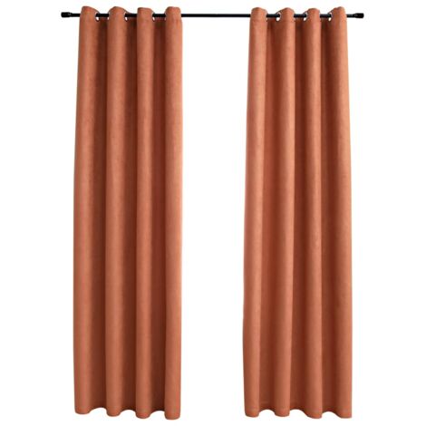 INLIFE Rideaux occultants et anneaux en métal 2 pcs Rouille 140x245 cm (1/4)
